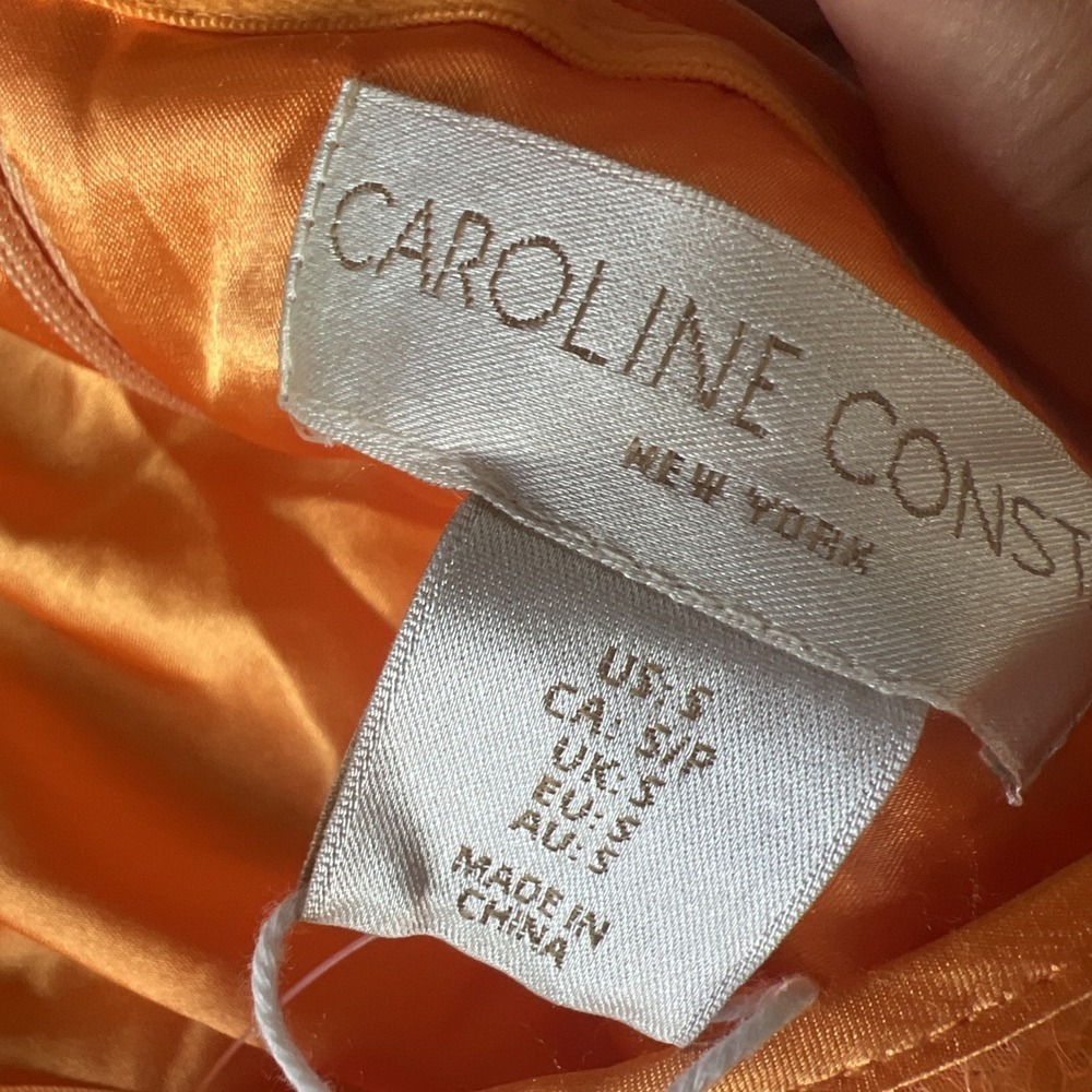 NWT Caroline Constas Orange Sequin Halter Midi‎ Dress Size Small  Cruise Fancy - Picture 8 of 12